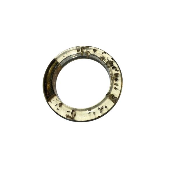 Iris Apfel & Bajalia Artisan Clear Resin Bangle Bracelet Gold Foil Flakes Accent - Picture 2 of 6